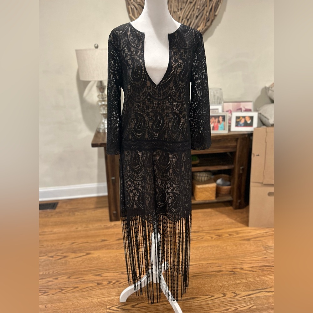 Artelier Nicole Miller Lace Fringe Dress Size M